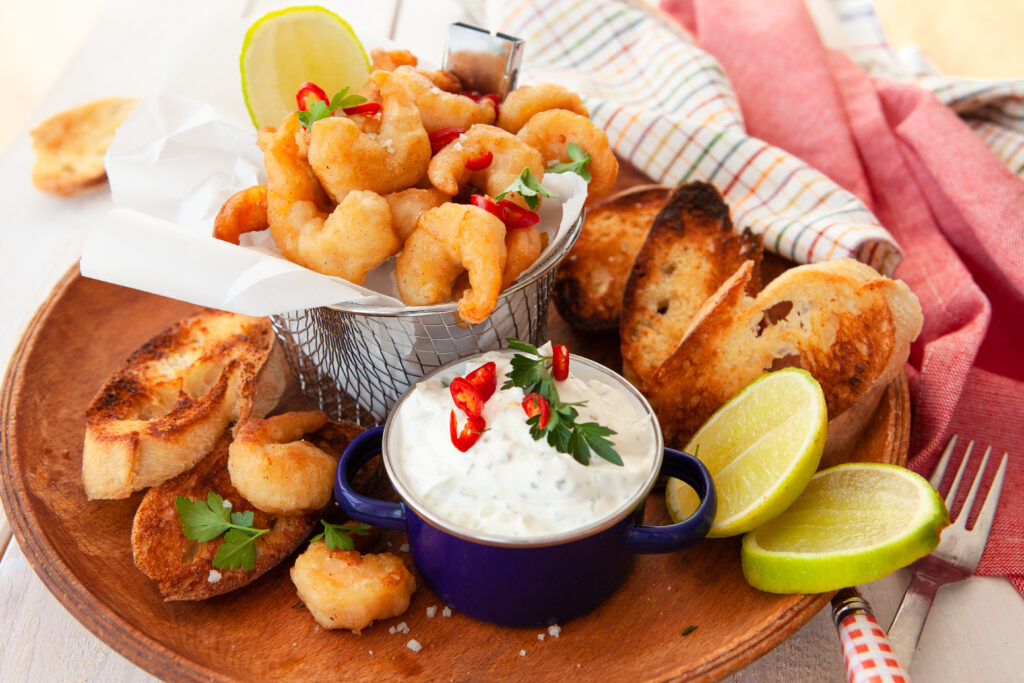 Delicious popcorn shrimps